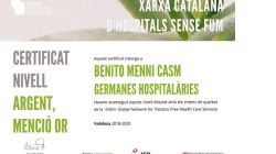Benito Menni CASM obtiene la cetificación Plata-Mención Oro de la Red Catalana de Hospitales Sin Humo